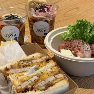 AS-04. Pork Tenderloin Cutlet Sandwich w. Cheese, JB-02. Roast Beef Don(Large size), Shake Udon
