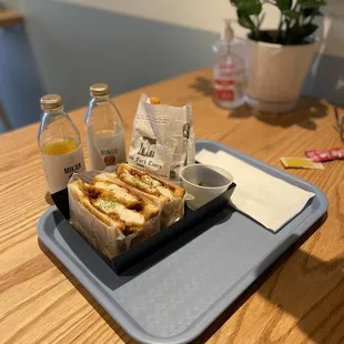 a tray of food on a table