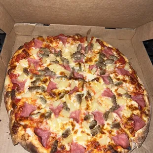 Build your own pizza 3 toppings sausage ham and pineapple