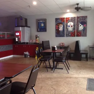 Clean indoors, pleasant, comfortable.