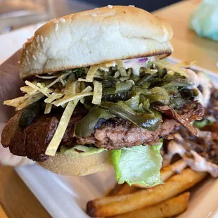 Alamo Burger was cool but not amazing. I wish it was spicy