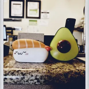 a sushi and avocado