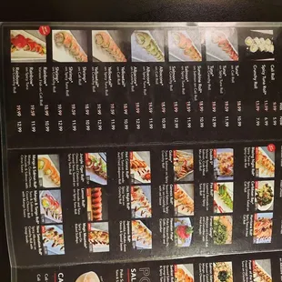 the menu for the restaurant