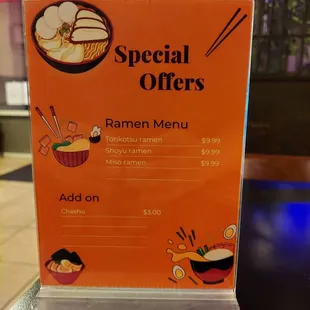 a special offer menu