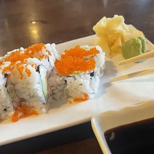 California roll with added masago on top