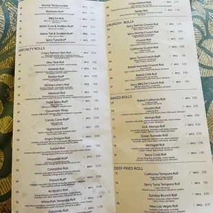 menu