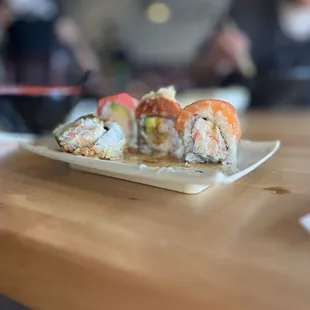 a plate of sushi