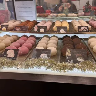  a display of different types of donuts