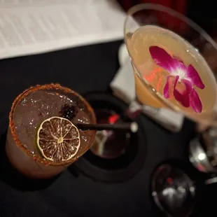  two cocktails on a table