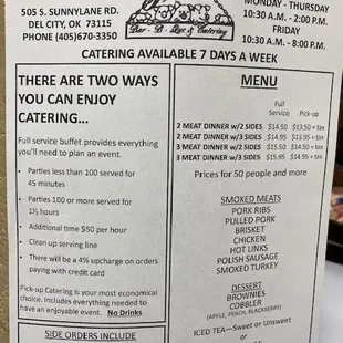 JT'S BBQ CATERING MENU