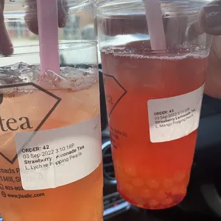 Ordered 2 of the SAME drink but looks like two different flavors. Total fail.