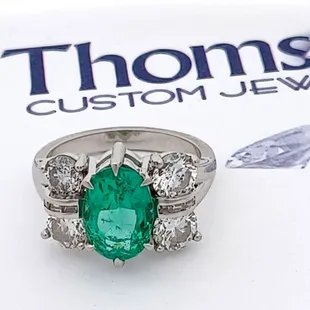 Clinst Natural 2.5ct Oval AAA quality Colombian Emerald after Sizing and Appraisal in Platinum