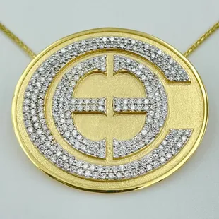 Monogram E E C Diamond Necklace over 266 Diamonds Pave set by Hand in a 14kt Gold Ladies Necklace