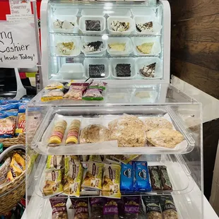 a display of food items