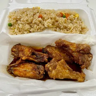 5 pcs Teriyaki Wings with Fried Rice