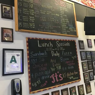 Menu with lunch specials