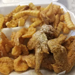 a tray of fried food