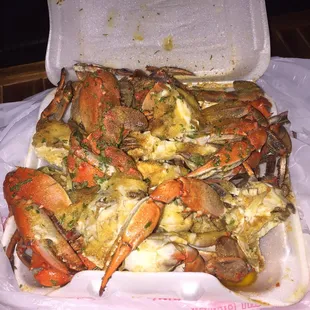 a crab in a container