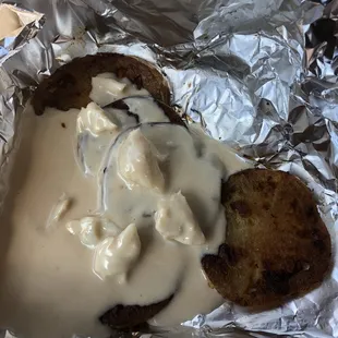 That's your fried green tomatoes topped with crab meat $13.