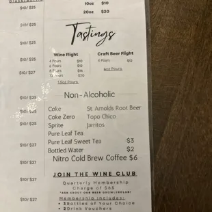 Wine menu