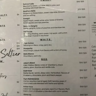Wine menu
