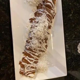 Bounty chocolate coconut crepe.