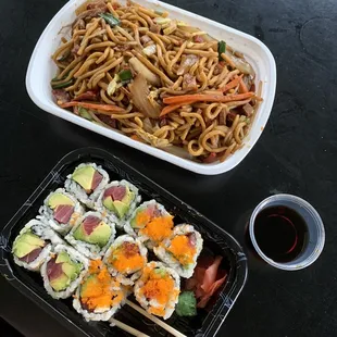 J44. Tuna Avocado Roll, J51. Asian Roll #21. Pork Lo Mein
