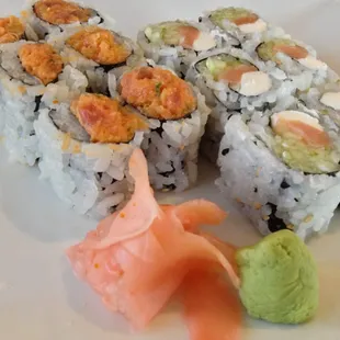 Spicy tuna (wow!) and Philly roll (not to my liking but fresh no less) Awesome!