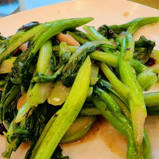 Stir-Fried Brine with Dried Minced Pork and Garlic with black bean.