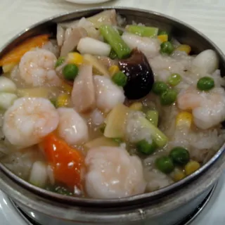 Fried Rice with Shrimp and Shredded Chicken