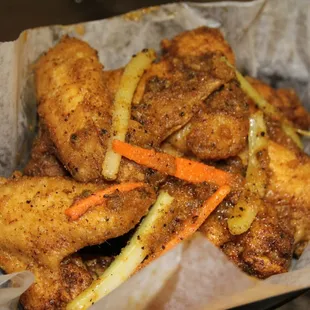 a basket of fried chicken