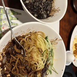 Veg Jjaajang Myron (Noodles w/Black Bean &amp; Onion Sauce) delicious!