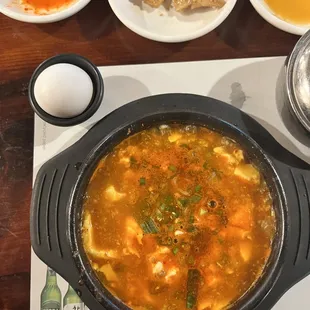 Spicy Soft Tofu stew with beef
