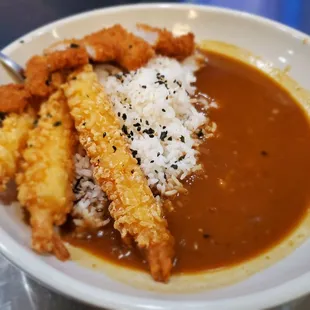 Pork katsu with shrimp