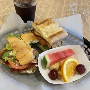 BLT with egg. Cold brew coffee.