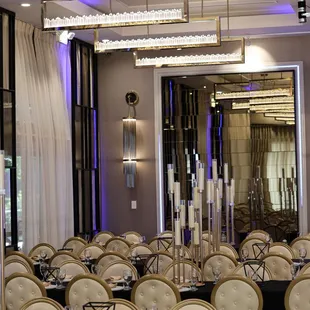 tables and chairs in a restaurant