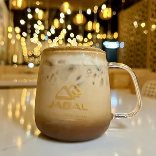 a glass of iced coffee