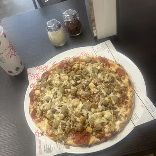  pizza on a paper plate