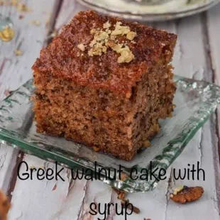 Traditional Greek Walnut Cake with syrup