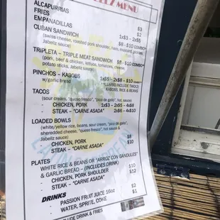 menu