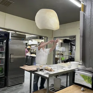 Making the pizza dough