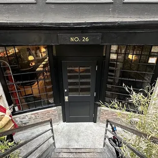 a staircase leading to a building