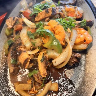 Combo Fajitas with steak, shrimp, and chicken