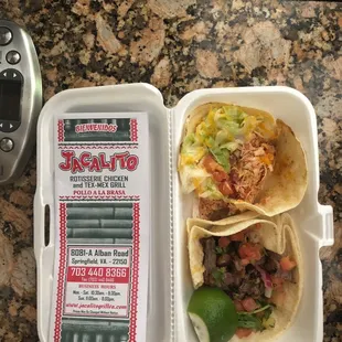 Steak and chicken tacos