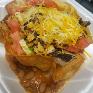 Taco salad with chicken.