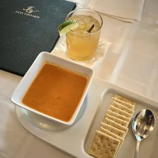 Shrimp bisque and Jamaican breeze