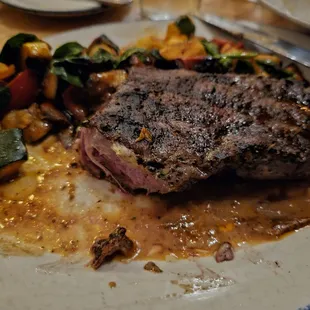 NY Strip Steak  &amp; charred vegetables