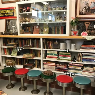 Vintage Barstools, Antique Books and Cookbooks