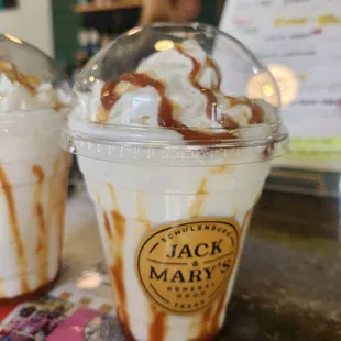 Caramel frappe is coffee-free unless you ask for coffee in it!