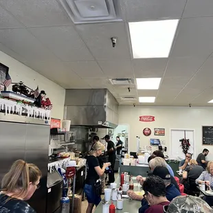 people eating at tables